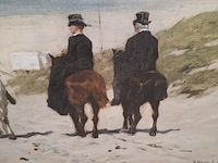 Druk op canvas, reproductie van anton mauve, morgenrit langs het strand - afbeelding 4 van  6