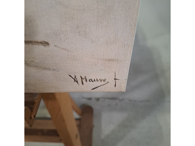 Druk op canvas, reproductie van anton mauve, morgenrit langs het strand - afbeelding 5 van  6