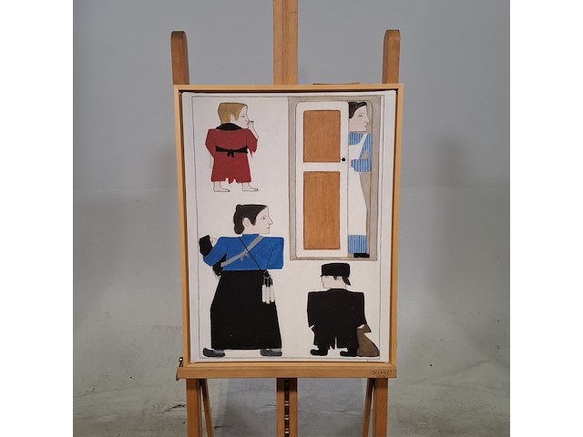 Druk op canvas, reproductie van bart van der leck, bedelvolk - afbeelding 1 van  7