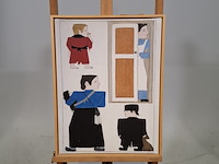 Druk op canvas, reproductie van bart van der leck, bedelvolk - afbeelding 1 van  7