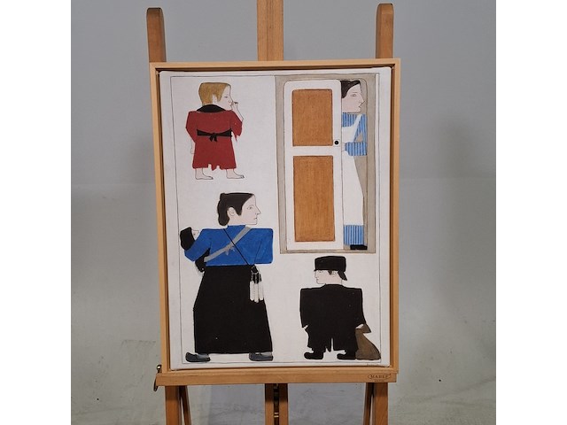 Druk op canvas, reproductie van bart van der leck, bedelvolk - afbeelding 1 van  7