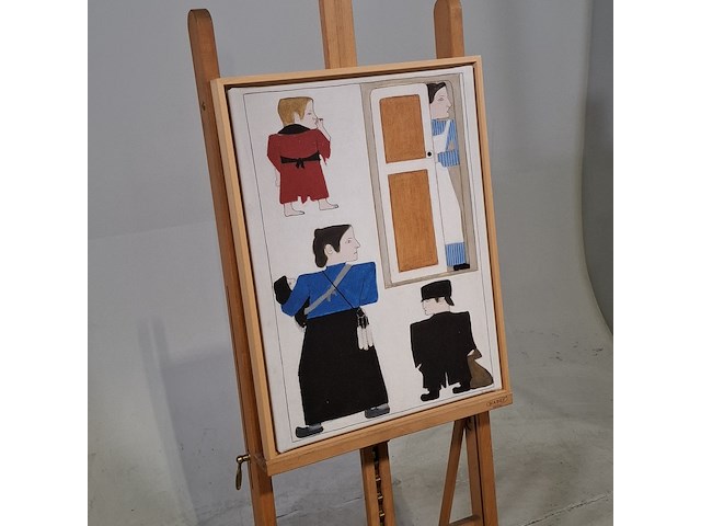 Druk op canvas, reproductie van bart van der leck, bedelvolk - afbeelding 2 van  7