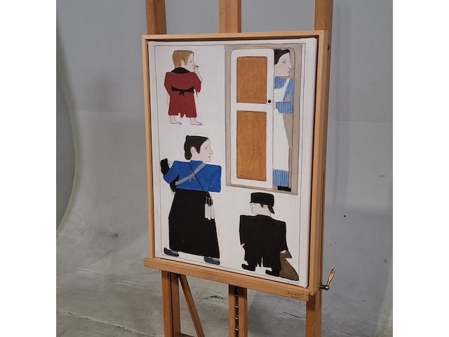 Druk op canvas, reproductie van bart van der leck, bedelvolk - afbeelding 3 van  7