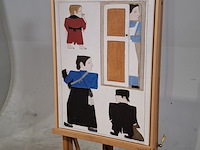 Druk op canvas, reproductie van bart van der leck, bedelvolk - afbeelding 3 van  7