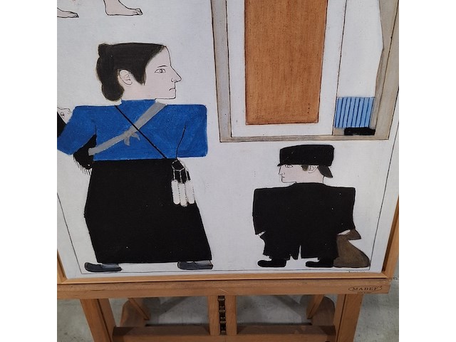 Druk op canvas, reproductie van bart van der leck, bedelvolk - afbeelding 4 van  7