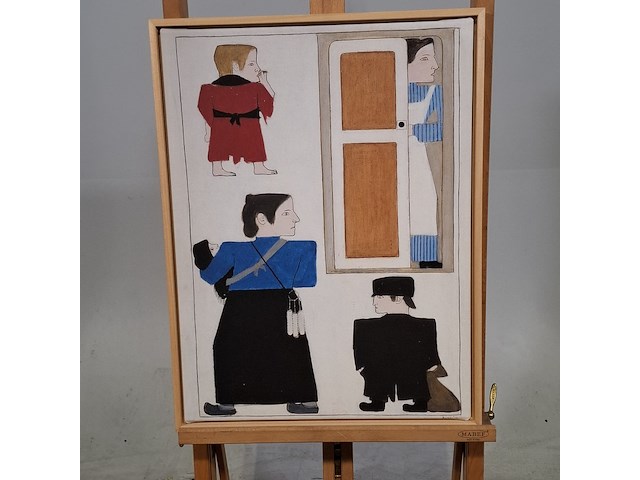 Druk op canvas, reproductie van bart van der leck, bedelvolk - afbeelding 1 van  7