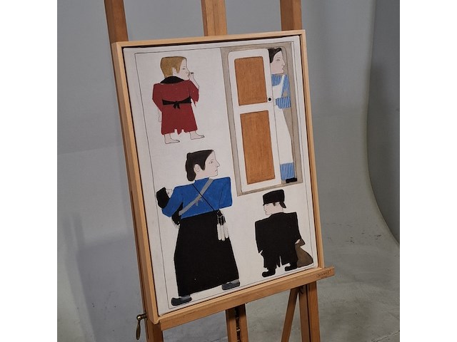 Druk op canvas, reproductie van bart van der leck, bedelvolk - afbeelding 2 van  7