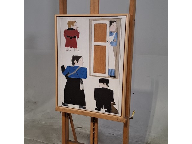 Druk op canvas, reproductie van bart van der leck, bedelvolk - afbeelding 3 van  7