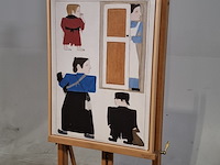 Druk op canvas, reproductie van bart van der leck, bedelvolk - afbeelding 3 van  7