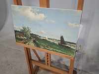 Druk op canvas, reproductie van hendrik johnnes weissenbruch, gezicht bij geestbrug - afbeelding 3 van  6