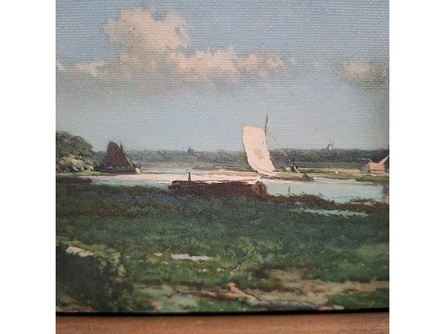 Druk op canvas, reproductie van hendrik johnnes weissenbruch, gezicht bij geestbrug - afbeelding 4 van  6