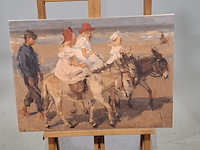 Druk op canvas, reproductie van isaac israëls, ezeltje rijden langs het strand - afbeelding 1 van  6
