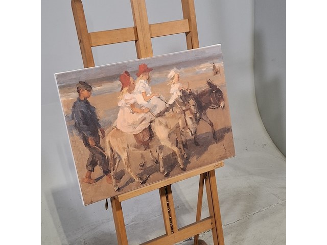 Druk op canvas, reproductie van isaac israëls, ezeltje rijden langs het strand - afbeelding 2 van  6