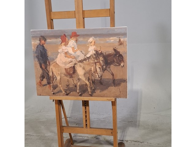 Druk op canvas, reproductie van isaac israëls, ezeltje rijden langs het strand - afbeelding 3 van  6