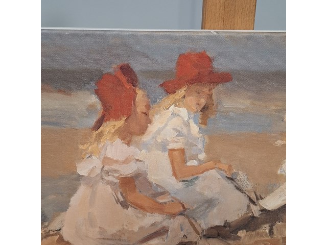 Druk op canvas, reproductie van isaac israëls, ezeltje rijden langs het strand - afbeelding 5 van  6