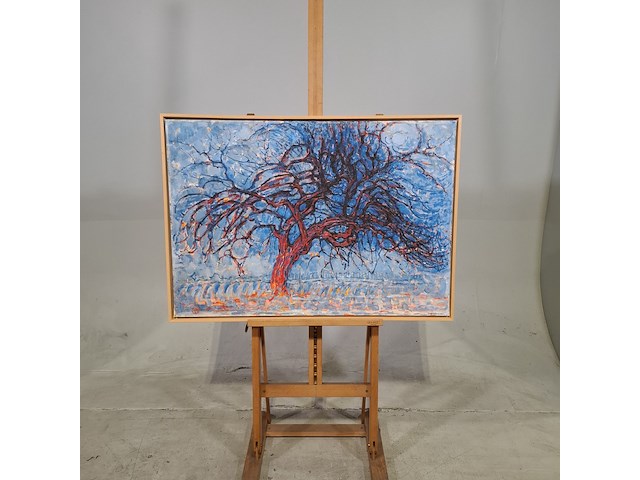 Druk op canvas, reproductie van mondriaan, avond (de rode boom) - afbeelding 1 van  6