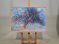 Druk op canvas, reproductie van mondriaan, avond (de rode boom) - afbeelding 1 van  6