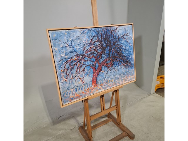 Druk op canvas, reproductie van mondriaan, avond (de rode boom) - afbeelding 2 van  6