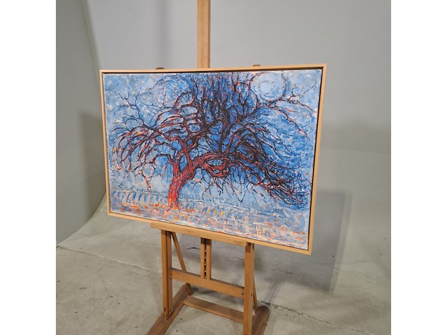 Druk op canvas, reproductie van mondriaan, avond (de rode boom) - afbeelding 3 van  6