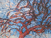 Druk op canvas, reproductie van mondriaan, avond (de rode boom) - afbeelding 4 van  6