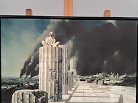 Drukwerk in lijst, reproductie van carel willink, simon de pilaarheilige - afbeelding 2 van  6