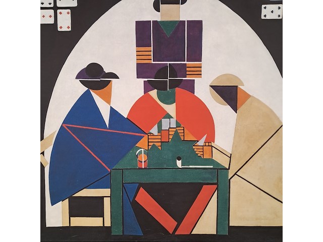 Drukwerk in lijst, reproductie van theo van doesburg, de kaartspelers - afbeelding 3 van  7