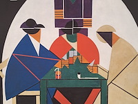 Drukwerk in lijst, reproductie van theo van doesburg, de kaartspelers - afbeelding 3 van  7