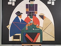 Drukwerk in lijst, reproductie van theo van doesburg, de kaartspelers - afbeelding 1 van  6
