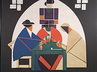 Drukwerk in lijst, reproductie van theo van doesburg, de kaartspelers - afbeelding 2 van  6