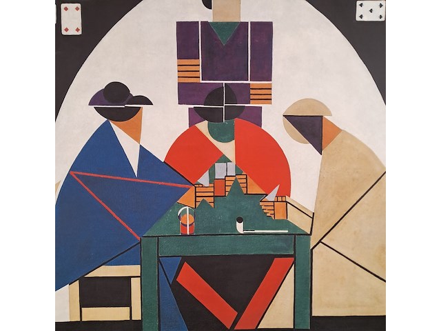 Drukwerk in lijst, reproductie van theo van doesburg, de kaartspelers - afbeelding 3 van  6