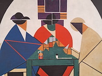 Drukwerk in lijst, reproductie van theo van doesburg, de kaartspelers - afbeelding 3 van  6