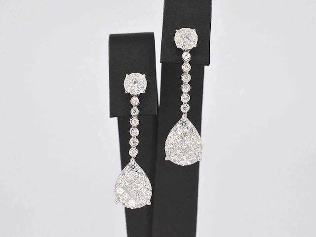 Druppel oorhangers briljant prinses diamant - afbeelding 1 van  8