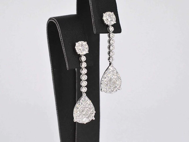Druppel oorhangers briljant prinses diamant - afbeelding 4 van  8