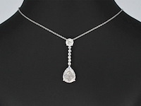 Druppelvormige hanger met briljant en princess geslepen diamanten, excl. ketting - afbeelding 2 van  8