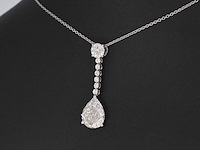Druppelvormige hanger met briljant en princess geslepen diamanten, excl. ketting - afbeelding 3 van  8