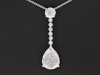 Druppelvormige hanger met briljant en princess geslepen diamanten, excl. ketting