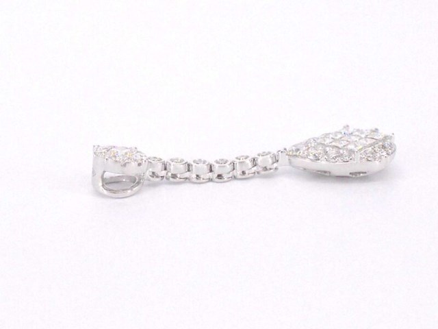Druppelvormige hanger met briljant en princess geslepen diamanten, excl. ketting - afbeelding 5 van  7