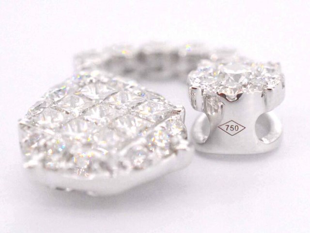 Druppelvormige hanger met briljant en princess geslepen diamanten, excl. ketting - afbeelding 6 van  7
