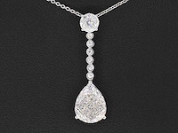 Druppelvormige hanger met briljant en princess geslepen diamanten - afbeelding 1 van  7