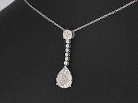 Druppelvormige hanger met briljant en princess geslepen diamanten - afbeelding 4 van  7