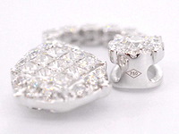 Druppelvormige hanger met briljant en princess geslepen diamanten - afbeelding 7 van  7