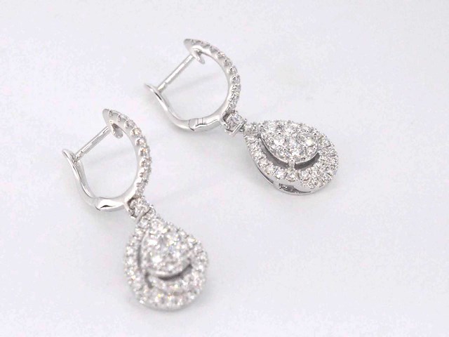 Druppelvormige oorhangers met briljant geslepen diamanten - afbeelding 7 van  9