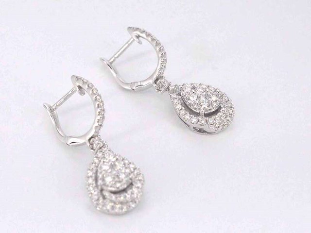 Druppelvormige oorhangers met briljant geslepen diamanten - afbeelding 7 van  10