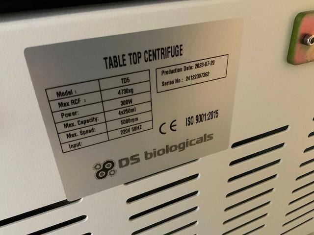 Ds biologicals td5 centrifuge - afbeelding 6 van  6