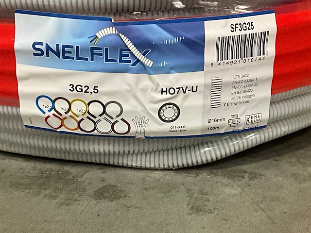 Dtc snelflex rol a 100mtr. flex. buis 5/8"voorbedraad 16mm/h07v-3x2,5mm - afbeelding 4 van  5