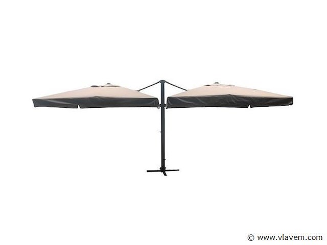 Dubbel hangende parasol zandkleurig (2 * 300x300cm) - afbeelding 1 van  3