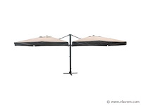 Dubbel hangende parasol zandkleurig (2 * 300x300cm) - afbeelding 1 van  3