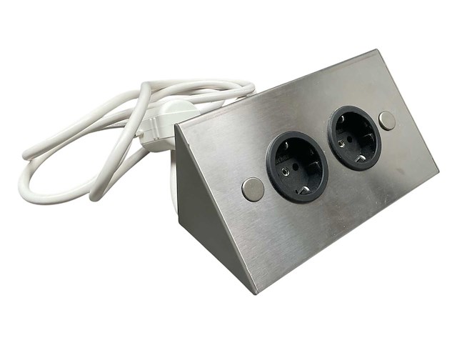 Dubbel hoekstopcontact rvs thebo - afbeelding 1 van  2