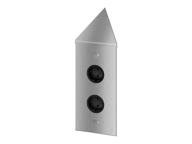 Dubbel hoekstopcontact schuin rvs thebo - afbeelding 2 van  6