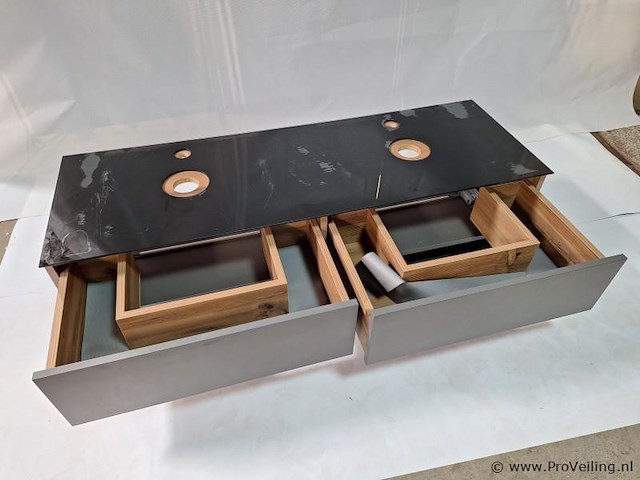 Dubbel wastafelmeubel - ca. 140x48x40 cm - afbeelding 2 van  3